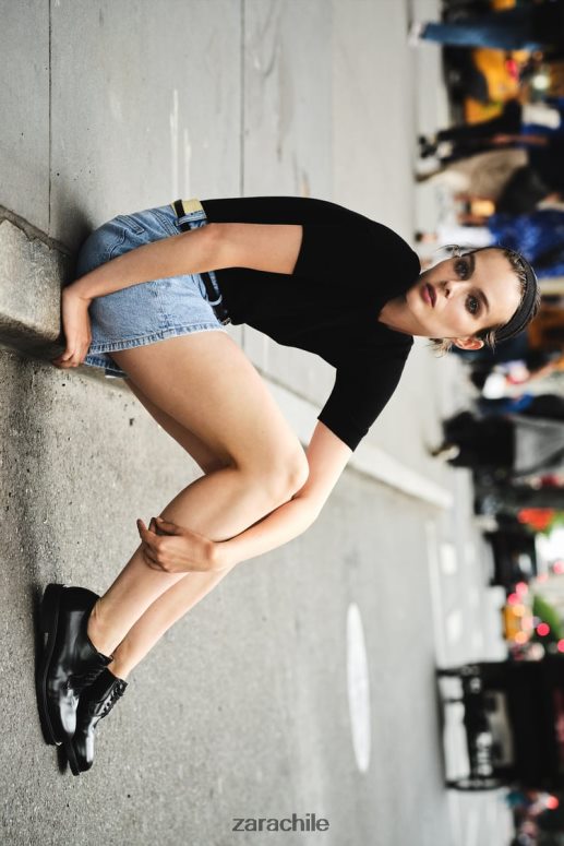 ropa cl Zara mujer z1975 shorts mom fit de talle alto azul claro JJ06N4592