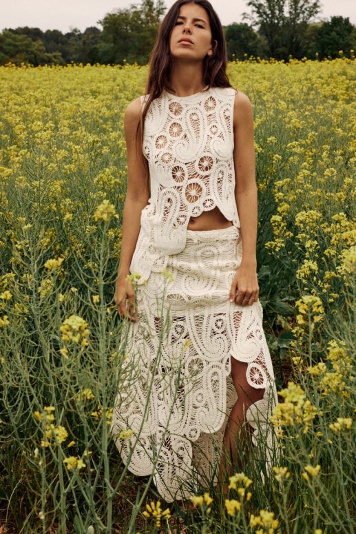 ropa cl Zara mujer falda asimétrica de crochet paja JJ06N4669