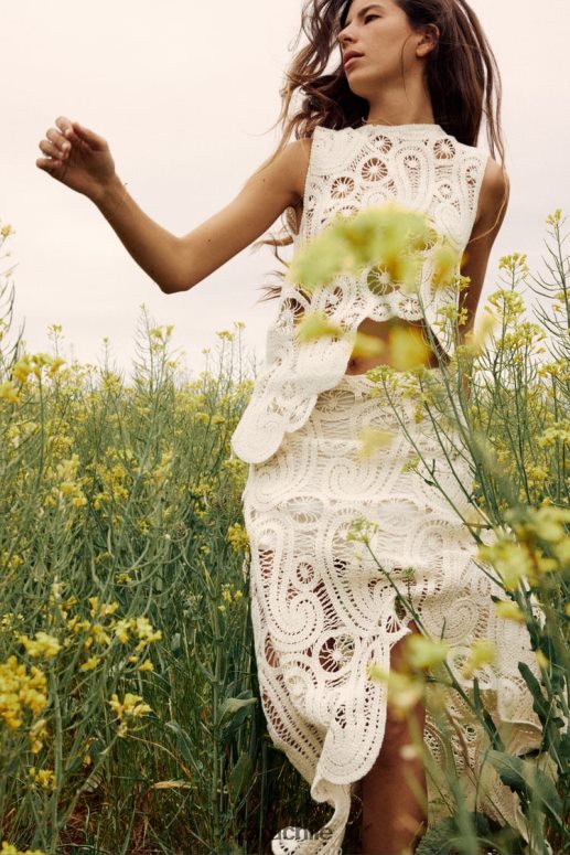 ropa cl Zara mujer falda asimétrica de crochet paja JJ06N4669