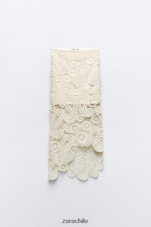 ropa cl Zara mujer falda asimétrica de crochet paja JJ06N4669