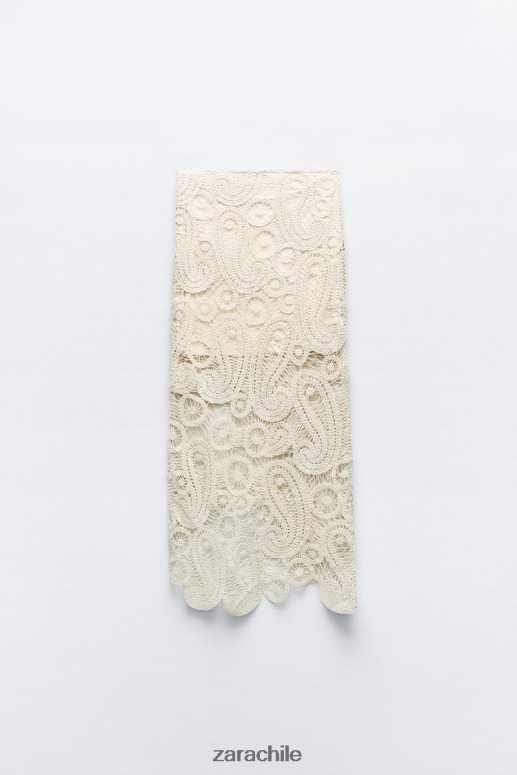 ropa cl Zara mujer falda asimétrica de crochet paja JJ06N4669