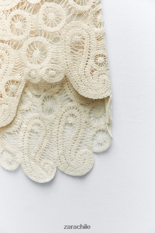 ropa cl Zara mujer falda asimétrica de crochet paja JJ06N4669