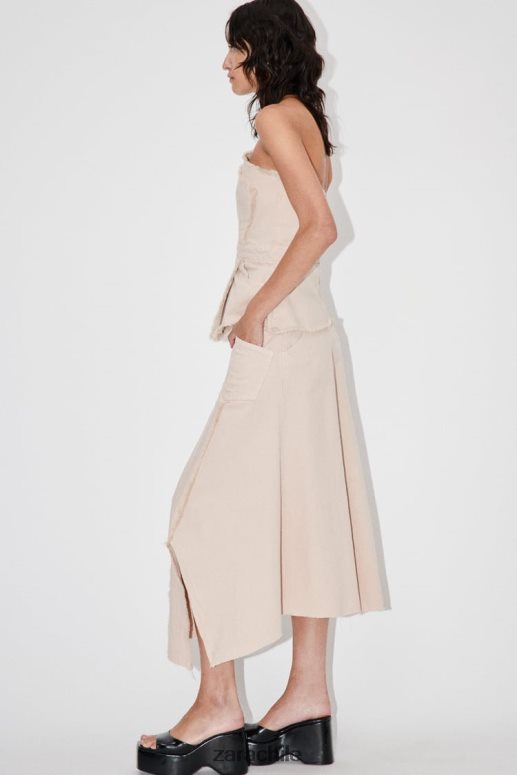 ropa cl Zara mujer falda asimétrica deshilachada zw arena JJ06N4698