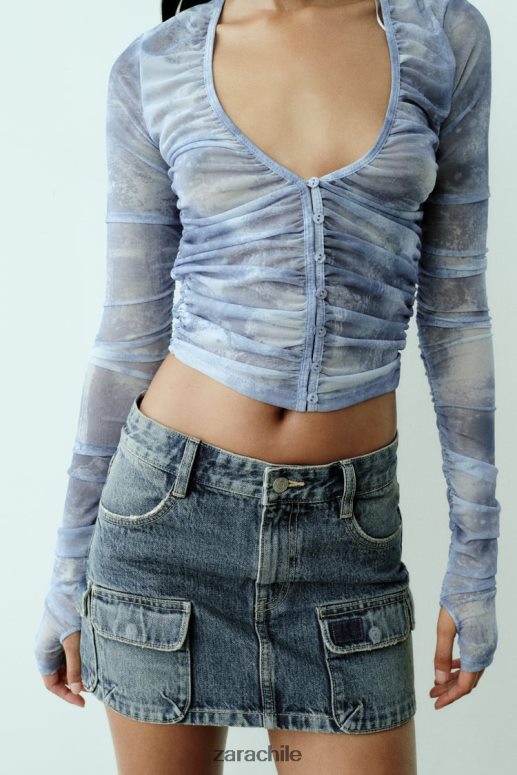 ropa cl Zara mujer falda cargo de mezclilla trf Azul marino JJ06N4637