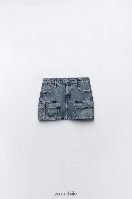 ropa cl Zara mujer falda cargo de mezclilla trf Azul marino JJ06N4637