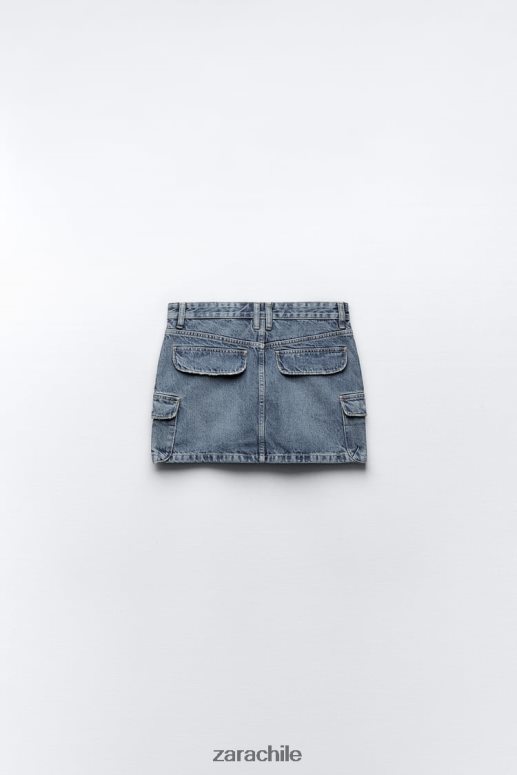 ropa cl Zara mujer falda cargo de mezclilla trf Azul marino JJ06N4637