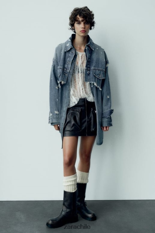 ropa cl Zara mujer falda con bolsillo de piel sintética negro JJ06N4662