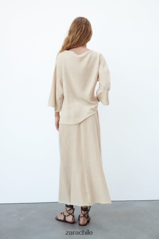 ropa cl Zara mujer falda con textura rústica arena JJ06N4708