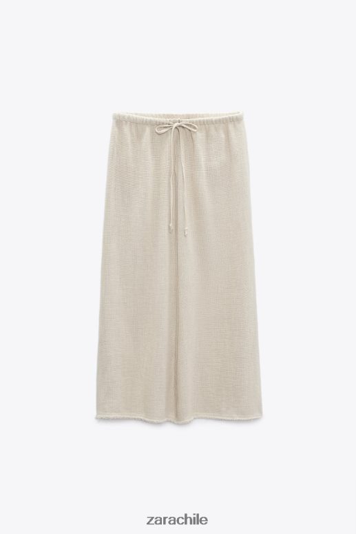 ropa cl Zara mujer falda con textura rústica arena JJ06N4708