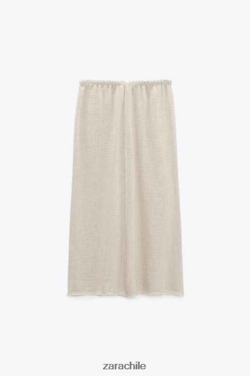 ropa cl Zara mujer falda con textura rústica arena JJ06N4708
