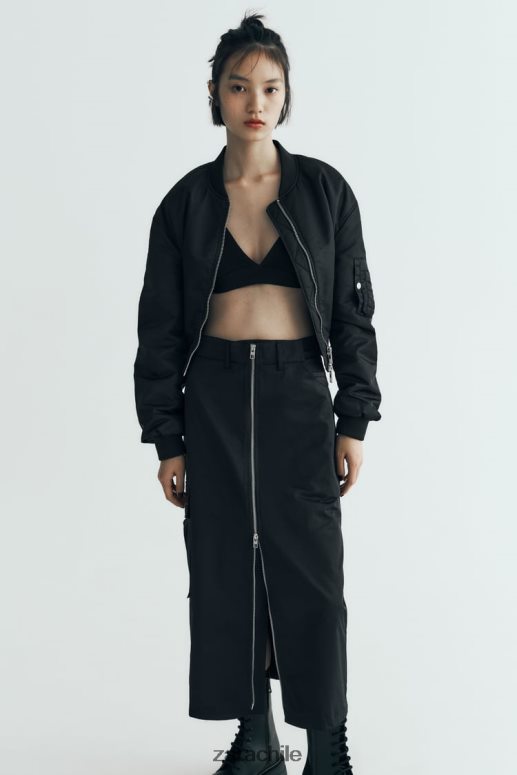ropa cl Zara mujer falda de nailon con cremallera negro JJ06N4634