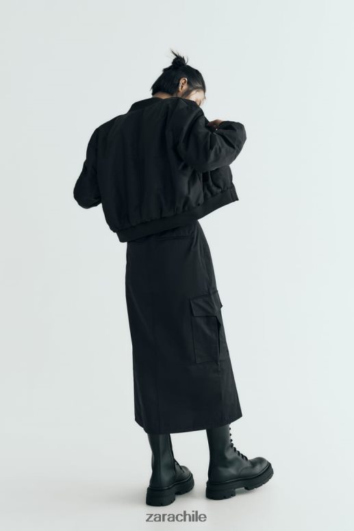 ropa cl Zara mujer falda de nailon con cremallera negro JJ06N4634