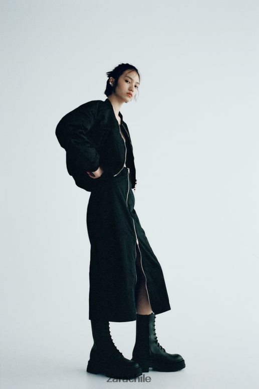 ropa cl Zara mujer falda de nailon con cremallera negro JJ06N4634