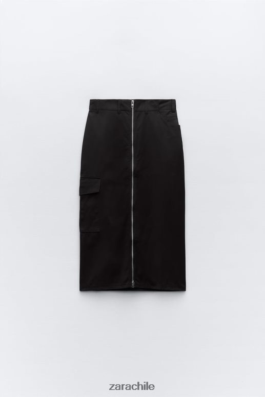 ropa cl Zara mujer falda de nailon con cremallera negro JJ06N4634