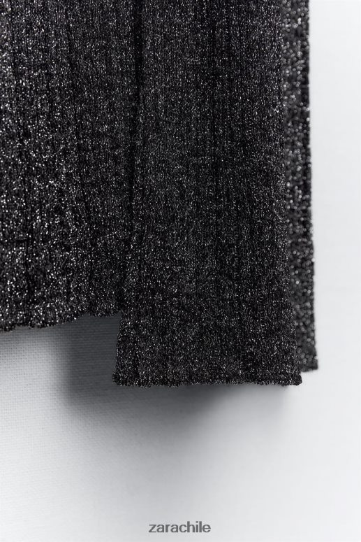 ropa cl Zara mujer falda de punto anudada con hilo metalizado negro JJ06N4635