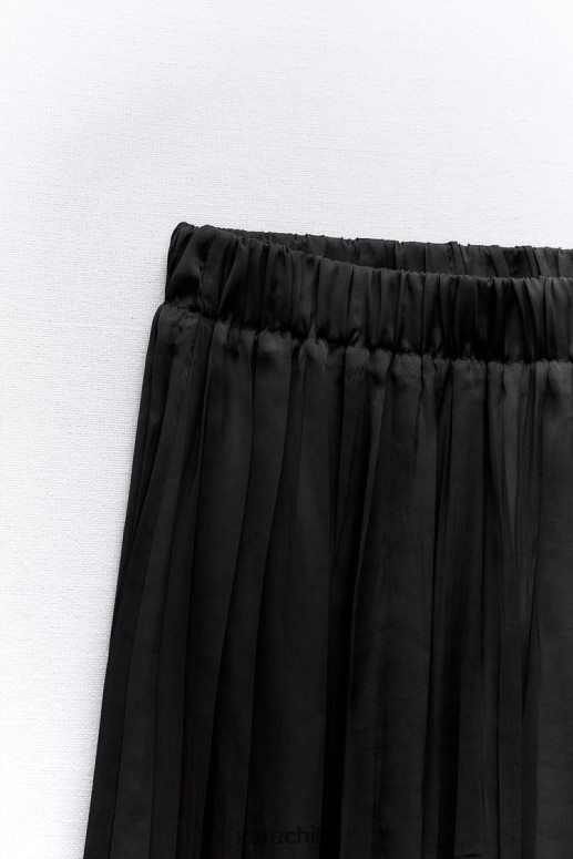 ropa cl Zara mujer falda larga con efecto arrugado negro JJ06N4694