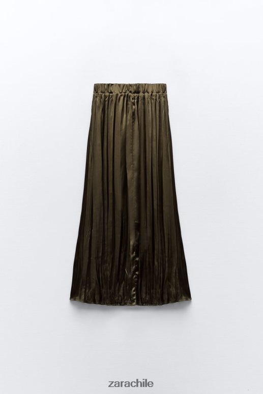 ropa cl Zara mujer falda larga con efecto satinado caqui JJ06N4674