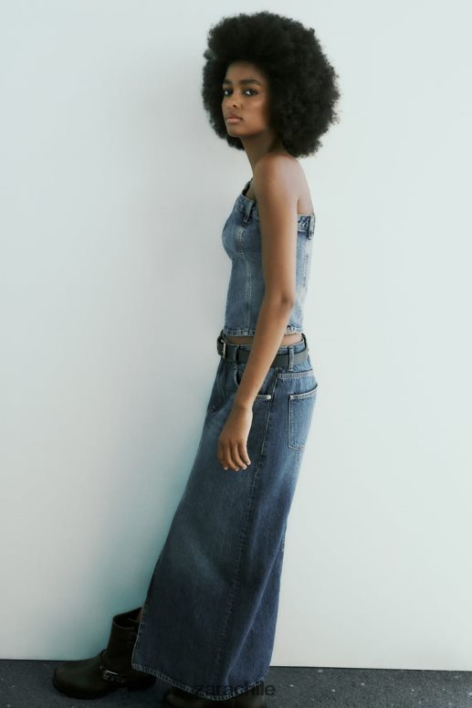 ropa cl Zara mujer falda larga de mezclilla trf Azul marino JJ06N4650