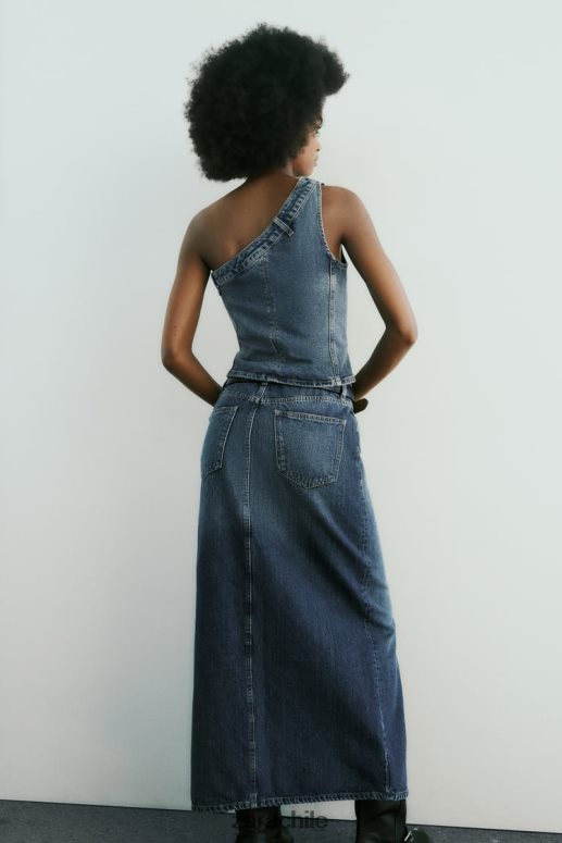 ropa cl Zara mujer falda larga de mezclilla trf Azul marino JJ06N4650