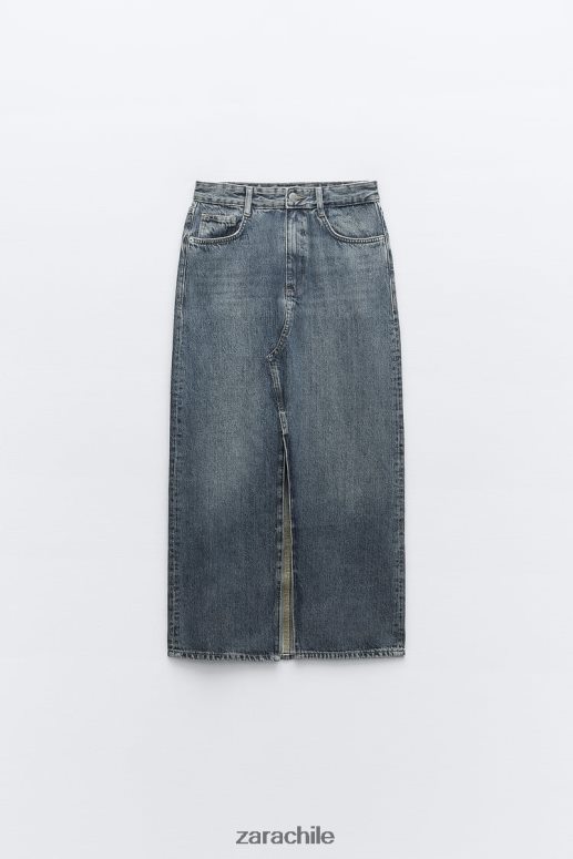 ropa cl Zara mujer falda larga de mezclilla trf Azul marino JJ06N4650