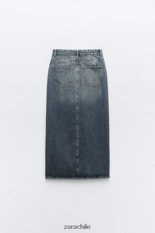 ropa cl Zara mujer falda larga de mezclilla trf Azul marino JJ06N4650
