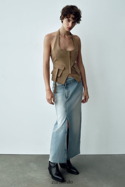 ropa cl Zara mujer falda larga de mezclilla trf azul JJ06N4661