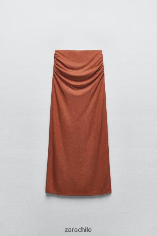 ropa cl Zara mujer falda larga rustica terracota JJ06N4723