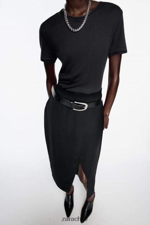 ropa cl Zara mujer falda midi con abertura negro JJ06N4651
