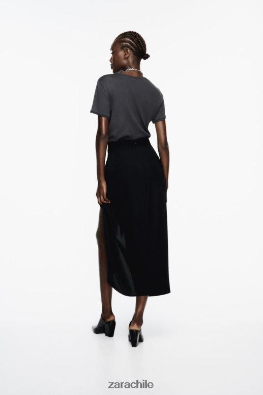 ropa cl Zara mujer falda midi con abertura negro JJ06N4651