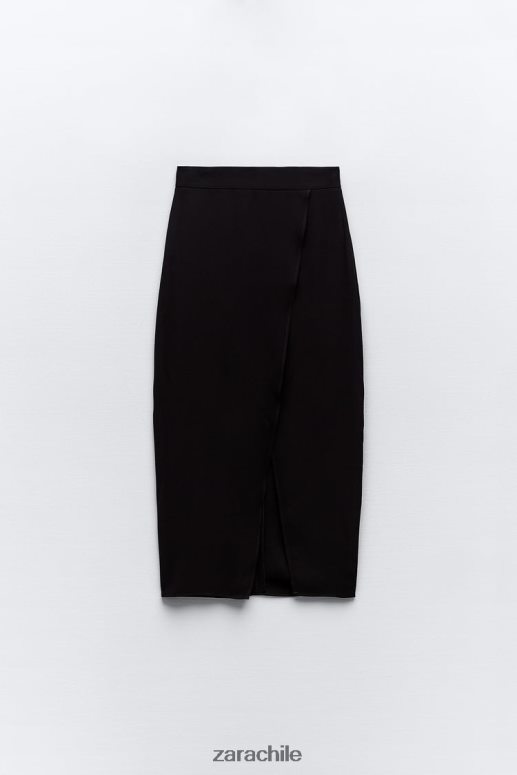 ropa cl Zara mujer falda midi con abertura negro JJ06N4651