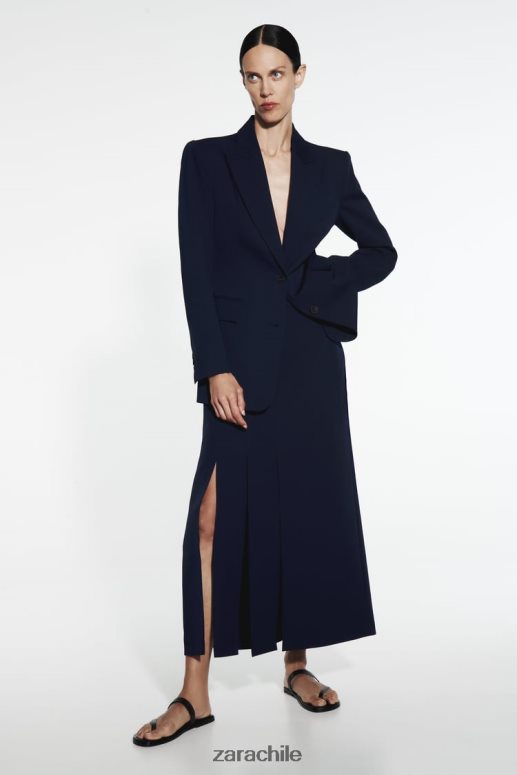 ropa cl Zara mujer falda midi con aberturas laterales Azul marino JJ06N4654