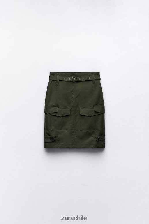 ropa cl Zara mujer falda midi con bolsillos caqui medio JJ06N4655