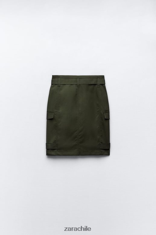 ropa cl Zara mujer falda midi con bolsillos caqui medio JJ06N4655