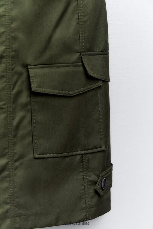 ropa cl Zara mujer falda midi con bolsillos caqui medio JJ06N4655