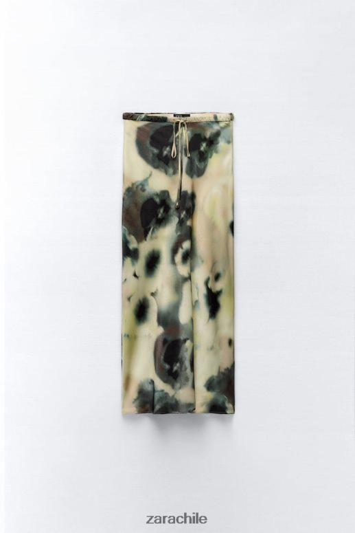 ropa cl Zara mujer falda midi con efecto satinado y estampado tie-dye multicolor JJ06N4701