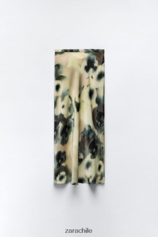 ropa cl Zara mujer falda midi con efecto satinado y estampado tie-dye multicolor JJ06N4701