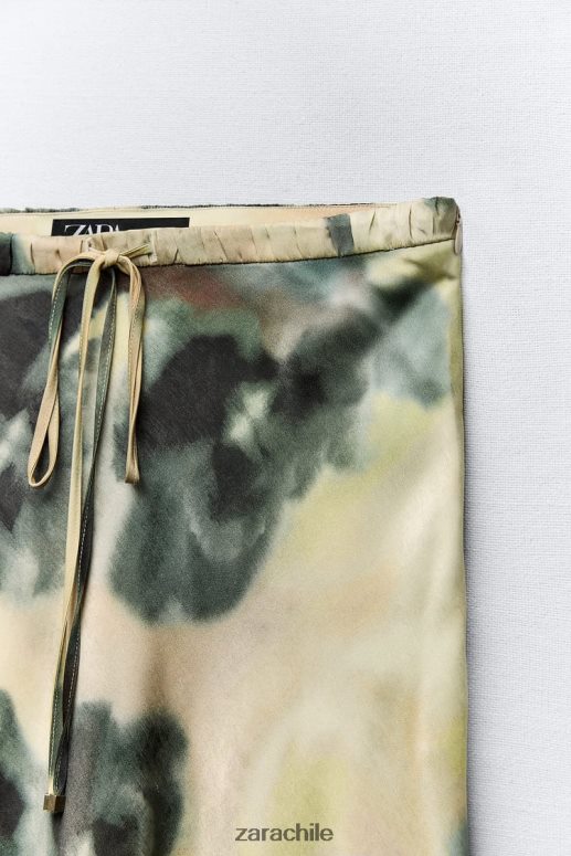 ropa cl Zara mujer falda midi con efecto satinado y estampado tie-dye multicolor JJ06N4701