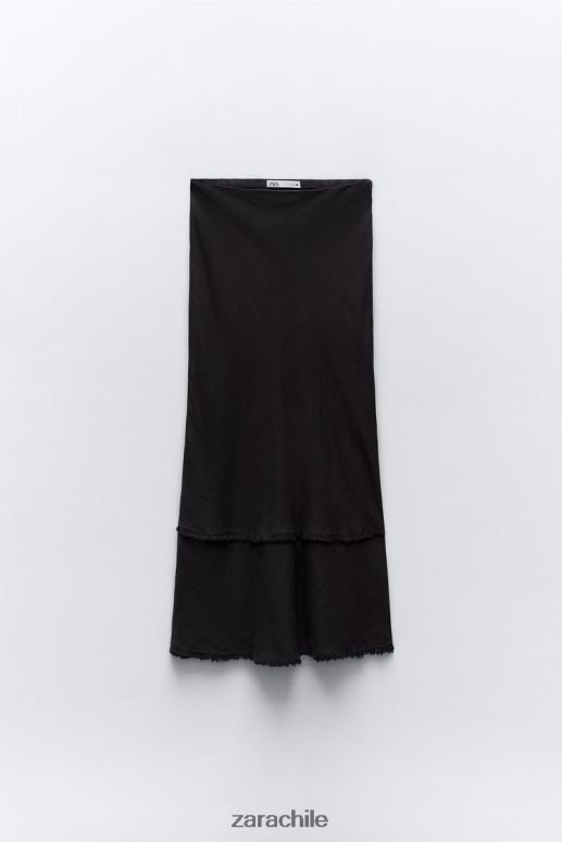 ropa cl Zara mujer falda midi de lino gris antracita JJ06N4678