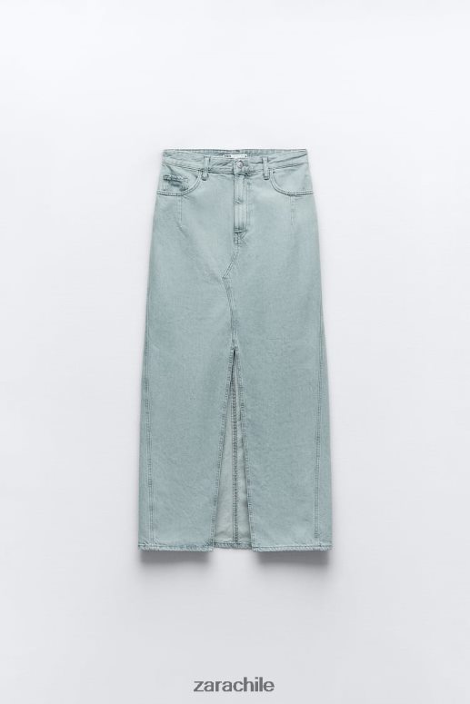 ropa cl Zara mujer falda midi de mezclilla con abertura delantera z1975 gris JJ06N4693