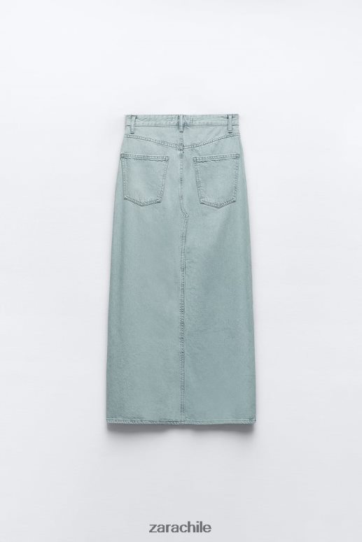ropa cl Zara mujer falda midi de mezclilla con abertura delantera z1975 gris JJ06N4693