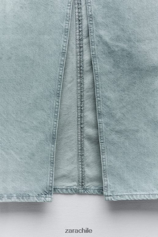 ropa cl Zara mujer falda midi de mezclilla con abertura delantera z1975 gris JJ06N4693