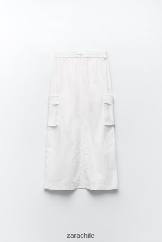 ropa cl Zara mujer falda midi de nailon blanco JJ06N4719
