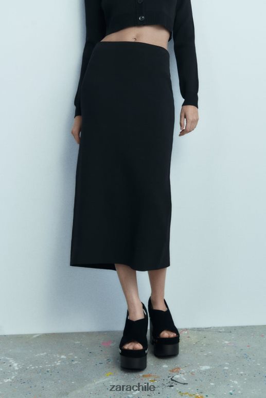 ropa cl Zara mujer falda midi de punto negro JJ06N4644