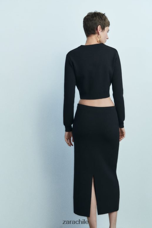 ropa cl Zara mujer falda midi de punto negro JJ06N4644