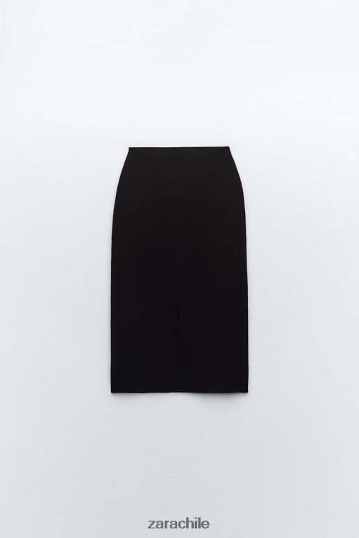ropa cl Zara mujer falda midi de punto negro JJ06N4644