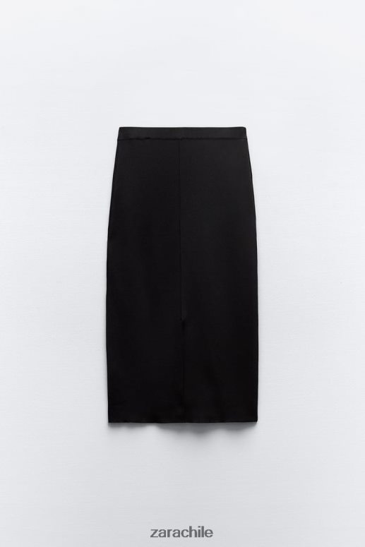 ropa cl Zara mujer falda midi de punto negro JJ06N4677