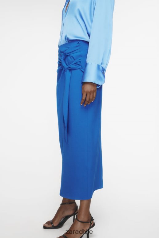 ropa cl Zara mujer falda midi fruncida cobalto JJ06N4703