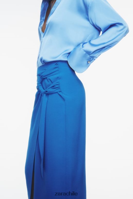 ropa cl Zara mujer falda midi fruncida cobalto JJ06N4703