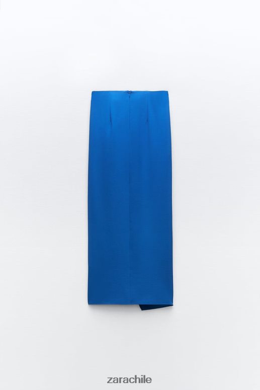 ropa cl Zara mujer falda midi fruncida cobalto JJ06N4703