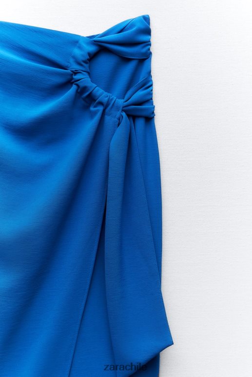 ropa cl Zara mujer falda midi fruncida cobalto JJ06N4703